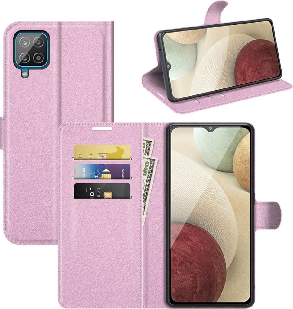 König Design Hülle kompatibel mit Samsung Galaxy A22 4G Kunstleder Handyhülle - Handy Case Rosa
