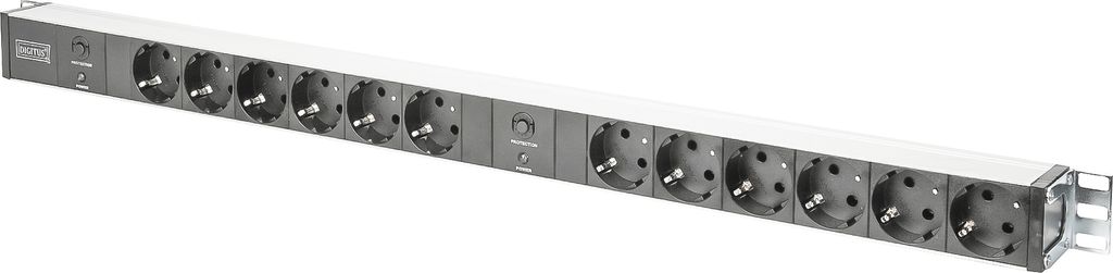 DIGITUS Steckdosenleiste mit Aluminiumprofil und Produktbild 