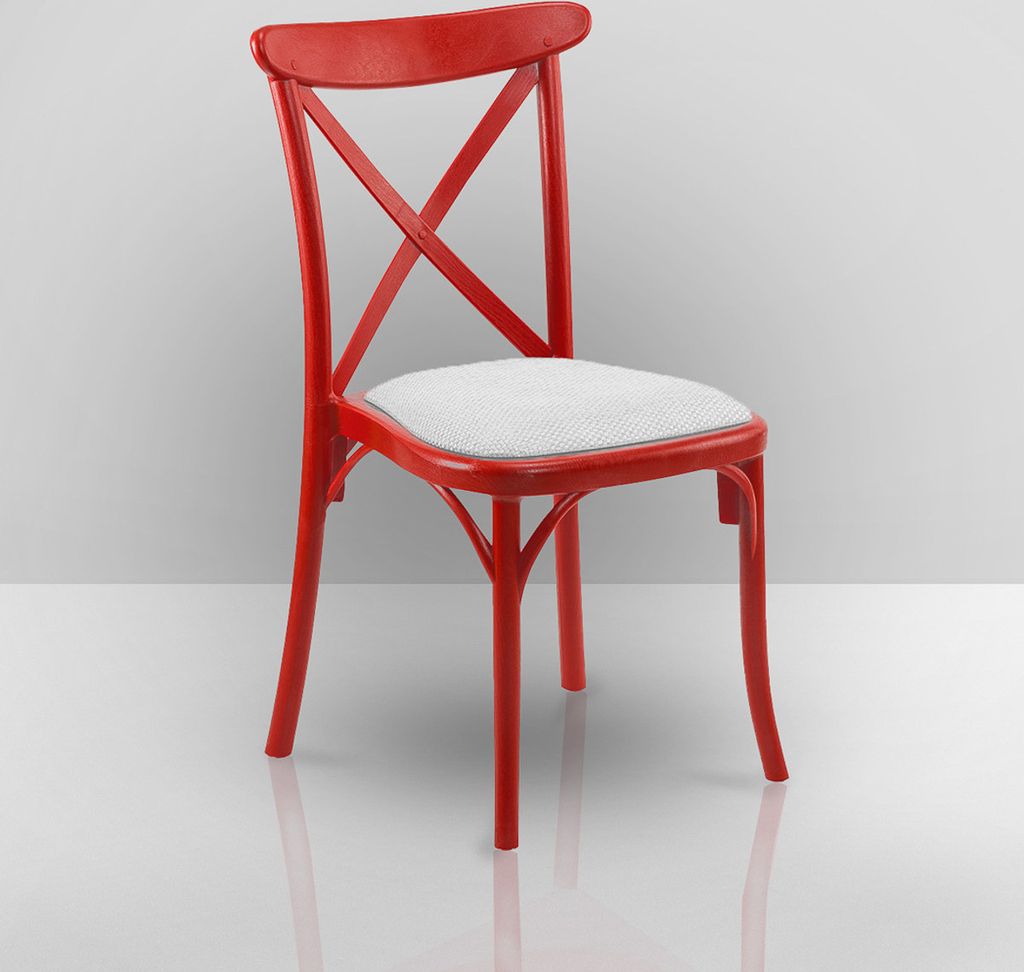 4er-Set PORTO | Bistro Kunststoffstuhl | Rot | Kunststoff | Stapelbar | Gastro Gartenstuhl, Stapelstühle Outdoor, Bistro Terrassenstuhl
