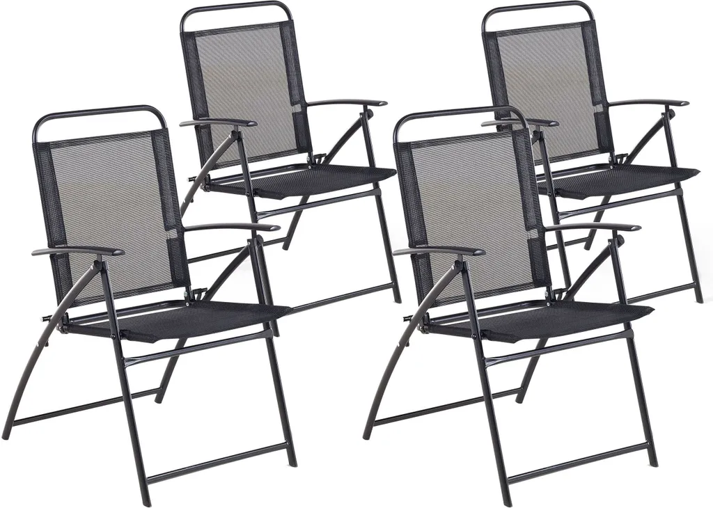 Lot 4 chaises de jardin pliables textile noir gain de place et confort