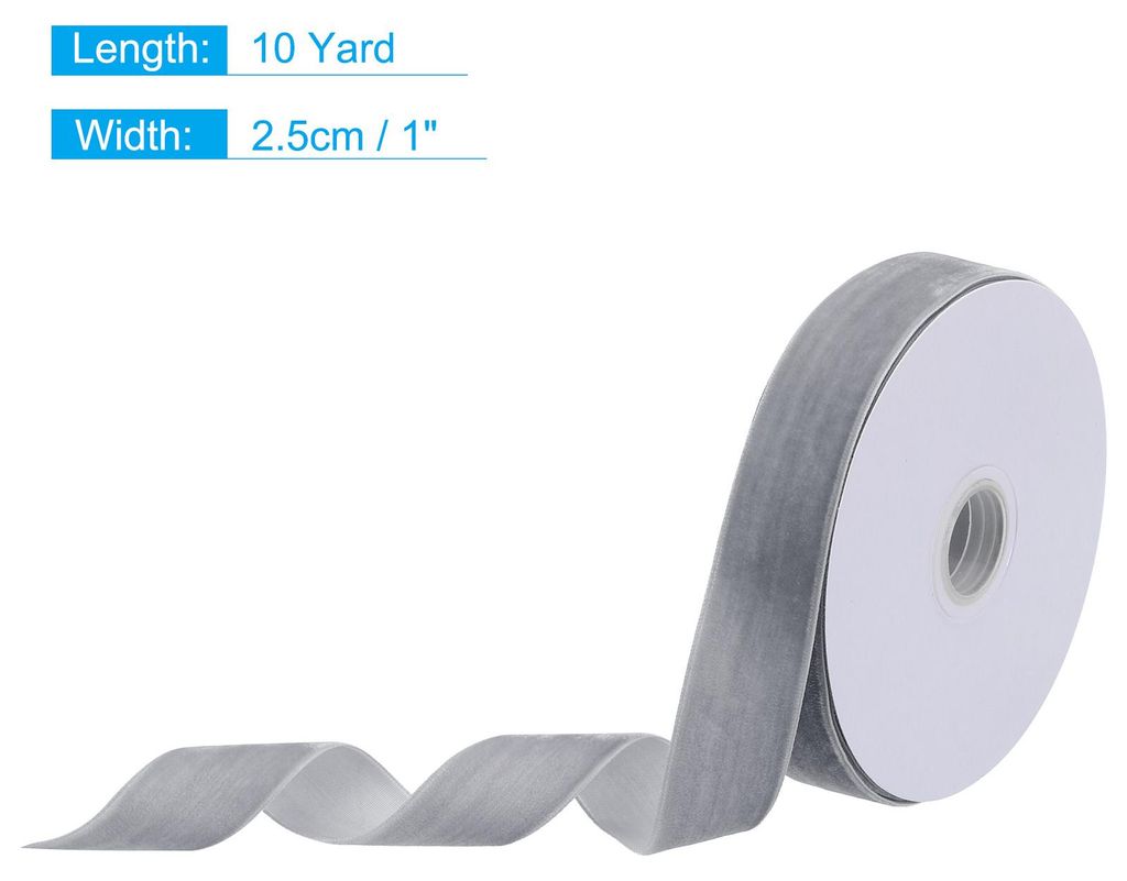9 Meter Samtband , 2.5cm Weihnachten Velvet Ribbon fš¹r Str?u?e, DIY Basteln, Geschenkverpackung, Hochzeit Party (Grau)