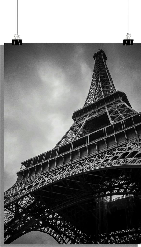 Paris Poster - Eiffelturm Poster - Schwarz-Weiß Poster - Elegant und Zeitlos Poster - Eiffel Tower Poster - 51x71cm - Perfekt zum Einrahmen