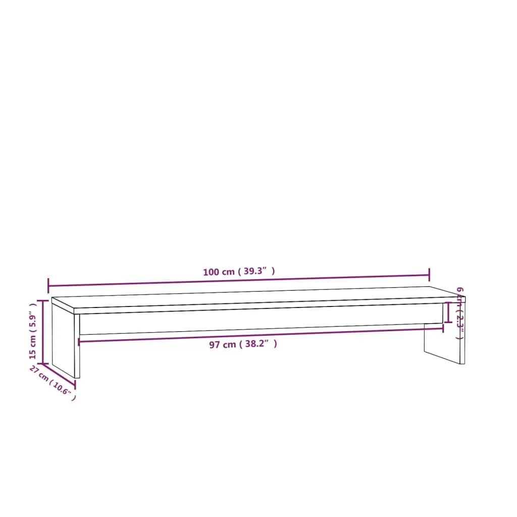 Support écran bois massif 100x27x15cm - Structure stable et design naturel - 7
