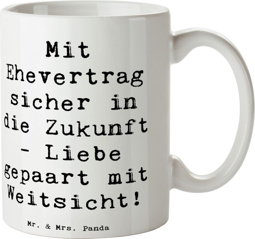Mr. & Mrs. Panda Kaffeebecher Spruch Ehevertrag Zukunft - Weiß - Geschenk, Sicherheit, Konfliktlösung, haferl, Kaffeetasse, finanzielle Regelung,...