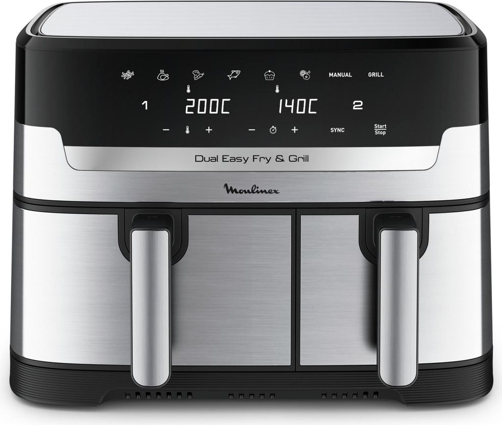 Moulinex Dual Easy Fry EZ905D20 Doppel-Luftfritteuse 8,3 L 2450 W Edelstahl