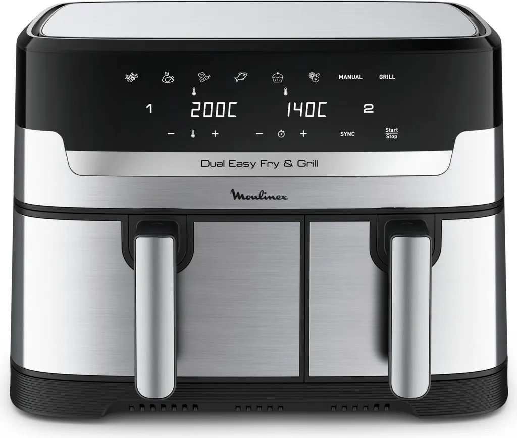 Friteuse sans huile Moulinex EZ905D20 8.3L 2450W Inox et Noir Double Bac