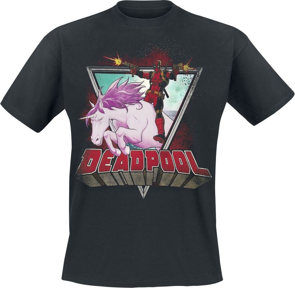 Deadpool T-Shirt Herren Unicorn schwarz L