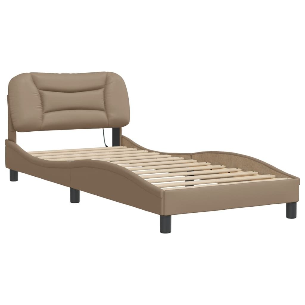 "im Sonderangebot"Bettgestell - CLORIS - Einzelbett - mit LED ohne Matratze "Hvar" Cappuccino-Braun 90x190 cm - Einfache Montage - - DEMöbel8192812