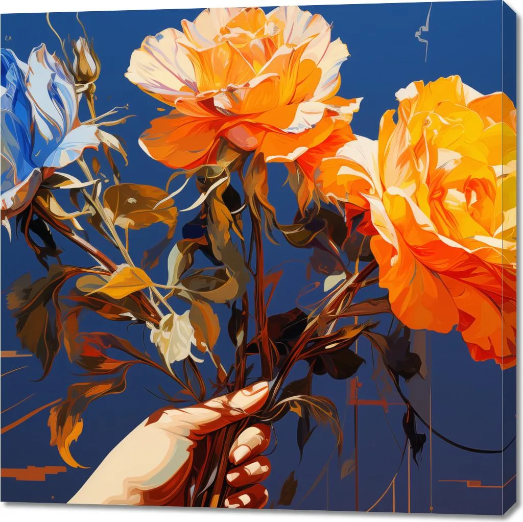 Tableau Étreinte vivante 100x100 cm Toile Grand Format Couleurs Vives