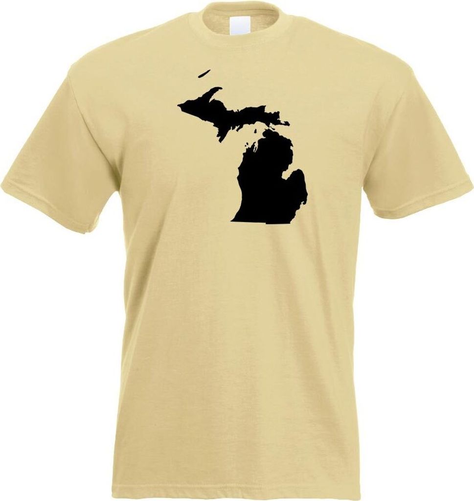 Kiwistar - T-Shirt - Khaki - USA - Bundesstaat - Michigan Herren Funshirt Bedruckt Design Sprüche Spruch Motive - mit Motiv Bedruckt - Funshirt De...