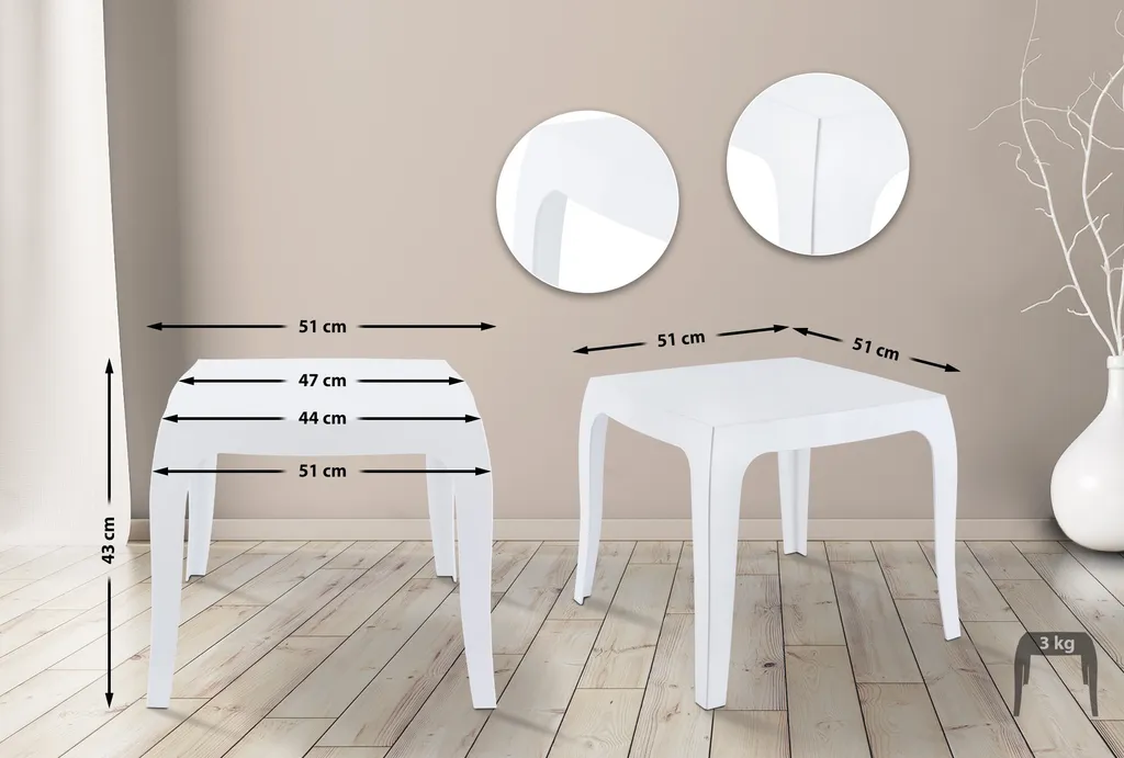 Table Basse de Jardin Empilable Queen Blanche - Gain de Place Design