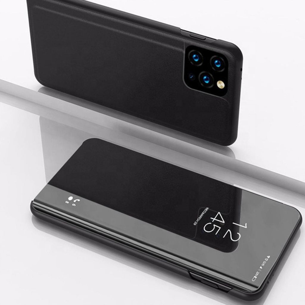 Handyhülle für Apple iPhone 13 Pro Smart Cover Schutzhülle Clear View Case Schwarz
