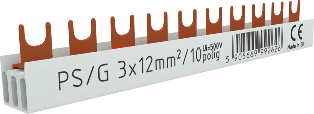 3P fasenklem, vertakkingsstuk, 10-polig, 12mm², PS/G rail, Productafbeelding 