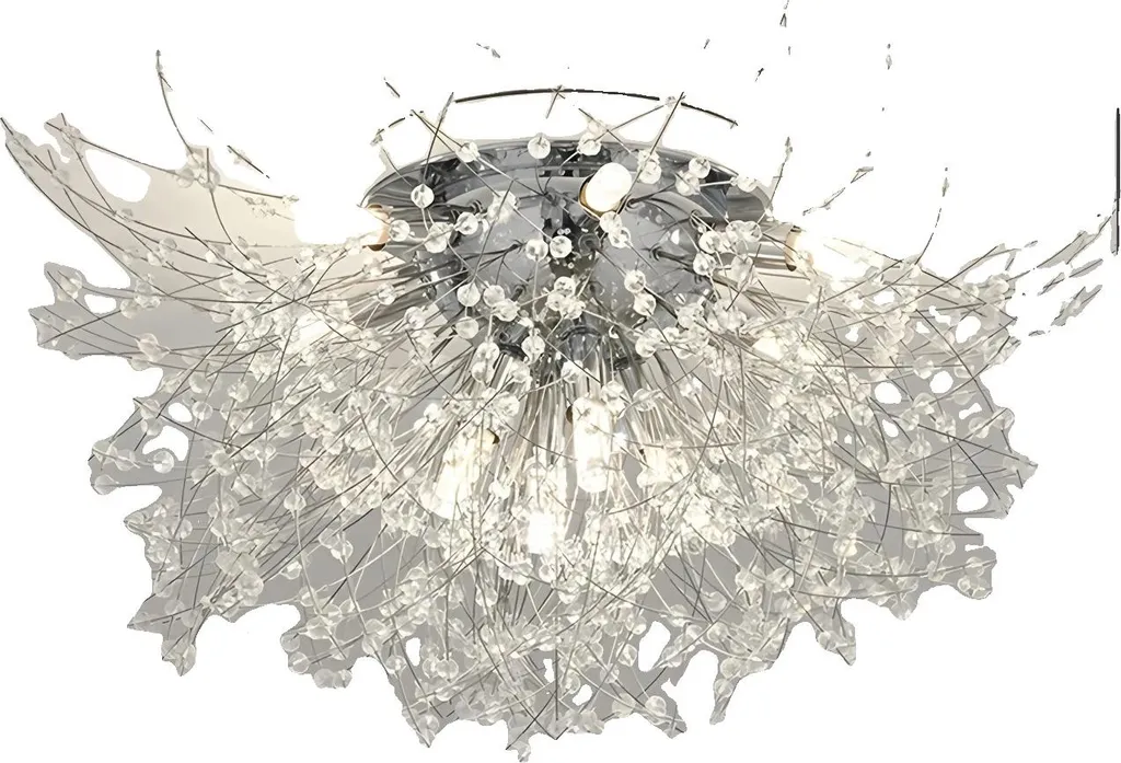 Lustre Plafonnier LED Design Pissenlit Argent avec Variation de Couleur