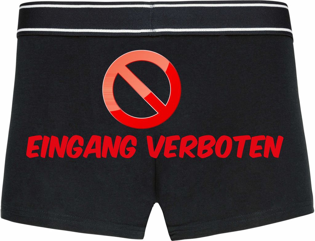 Boxershorts - Mann - Boxer-0008-man-black-h-XL - schwarz - XL - hinten - Eingang verboten - Verkehrszeichen - lustiges Motiv - Spruch - Unterwäsch...
