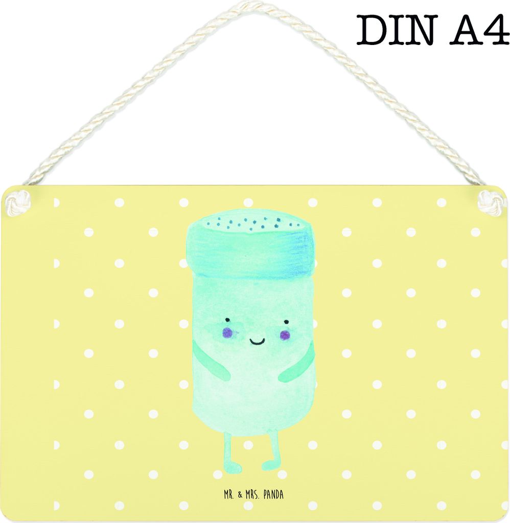 Mr. & Mrs. Panda Schild Beste Freunde Salz DIN A4 - Gelb Pastell - Geschenk, Deko Wandbild, Fehlende Keywords, Türschild, wandtafel, Lustige Sprü...