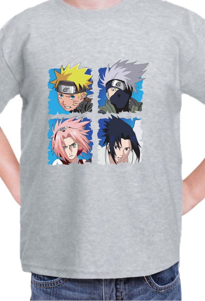 Kinder T-Shirt Naruto Team 7 03, 3-4 Jahr - 104 / Grau
