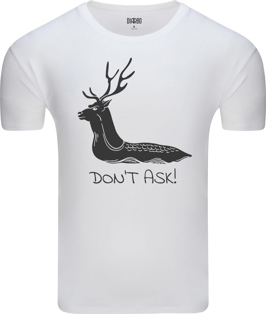 Diarbo Herren T-Shirt mit Lustigem Tierliebhaber Druck Nicht fragen Weiß Gr.L