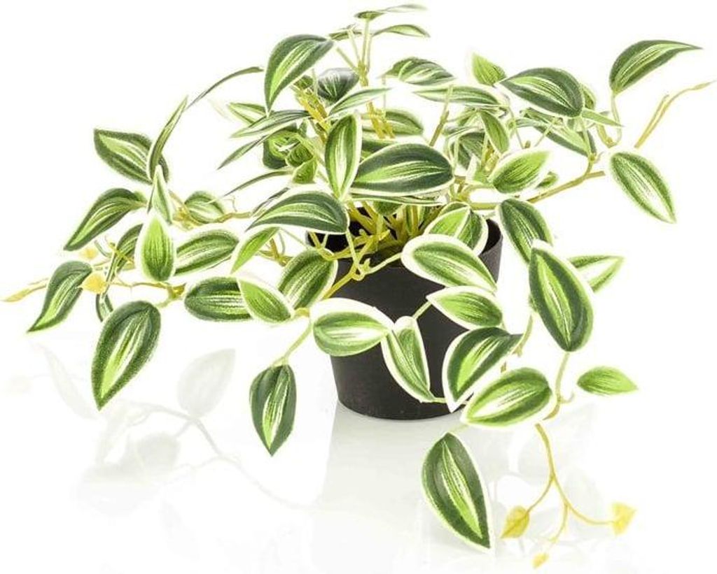 artplants.de Künstliche Tradescantia zebrina DIHALLU im Dekotopf, grün-weiß, 19cm - Kunst Zebra-Ampelkraut