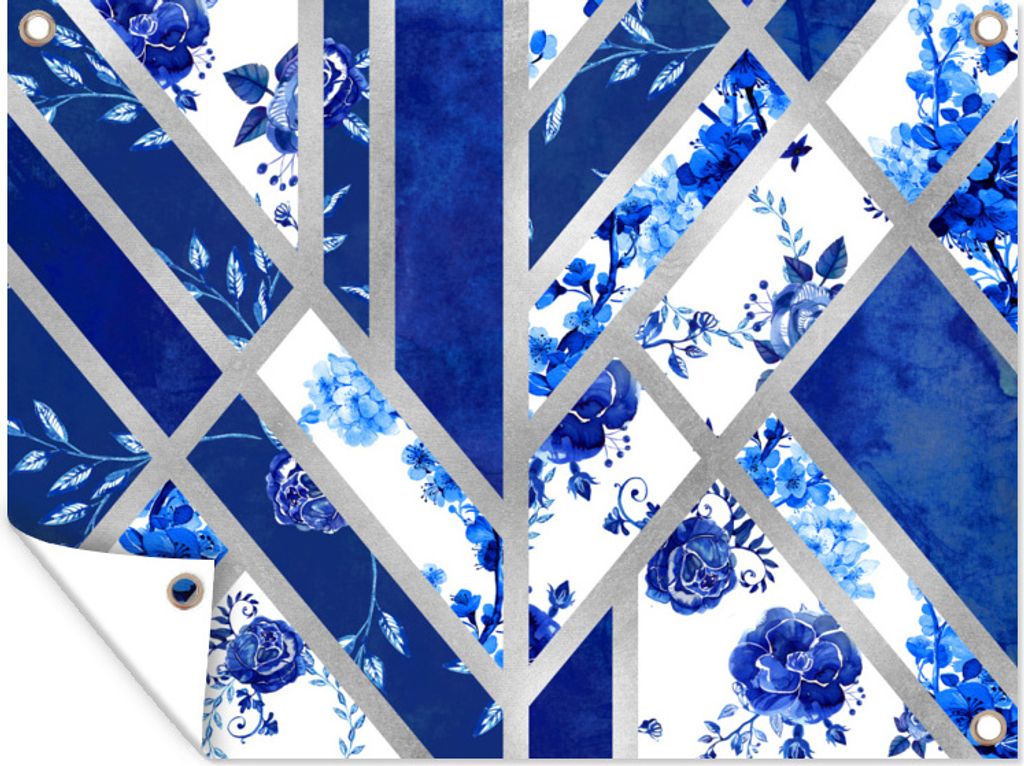 MuchoWow 40x30 cm Outdoor-Poster Gartendeko Sichtschutz Garten Poster für den Garten Delfter Blau - Design - Abstrakt