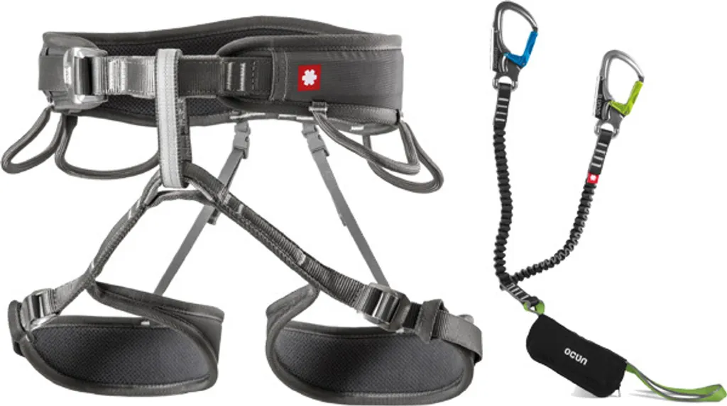 Set de via ferrata Ocun Twist gris XS-M avec absorbeur d'énergie de choc