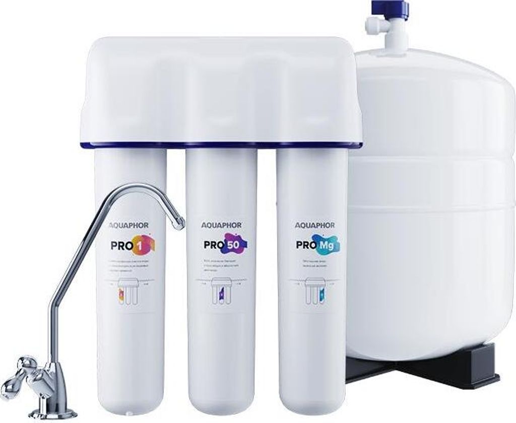 AQUAPHOR PRO50-M Umkehrosmoseanlage Trinkwasser-Umkehrosmose-System mit Remineralisierung PRO-M Kartusche für Trinkwasser 7,8l/h - 190 Liter am Tag