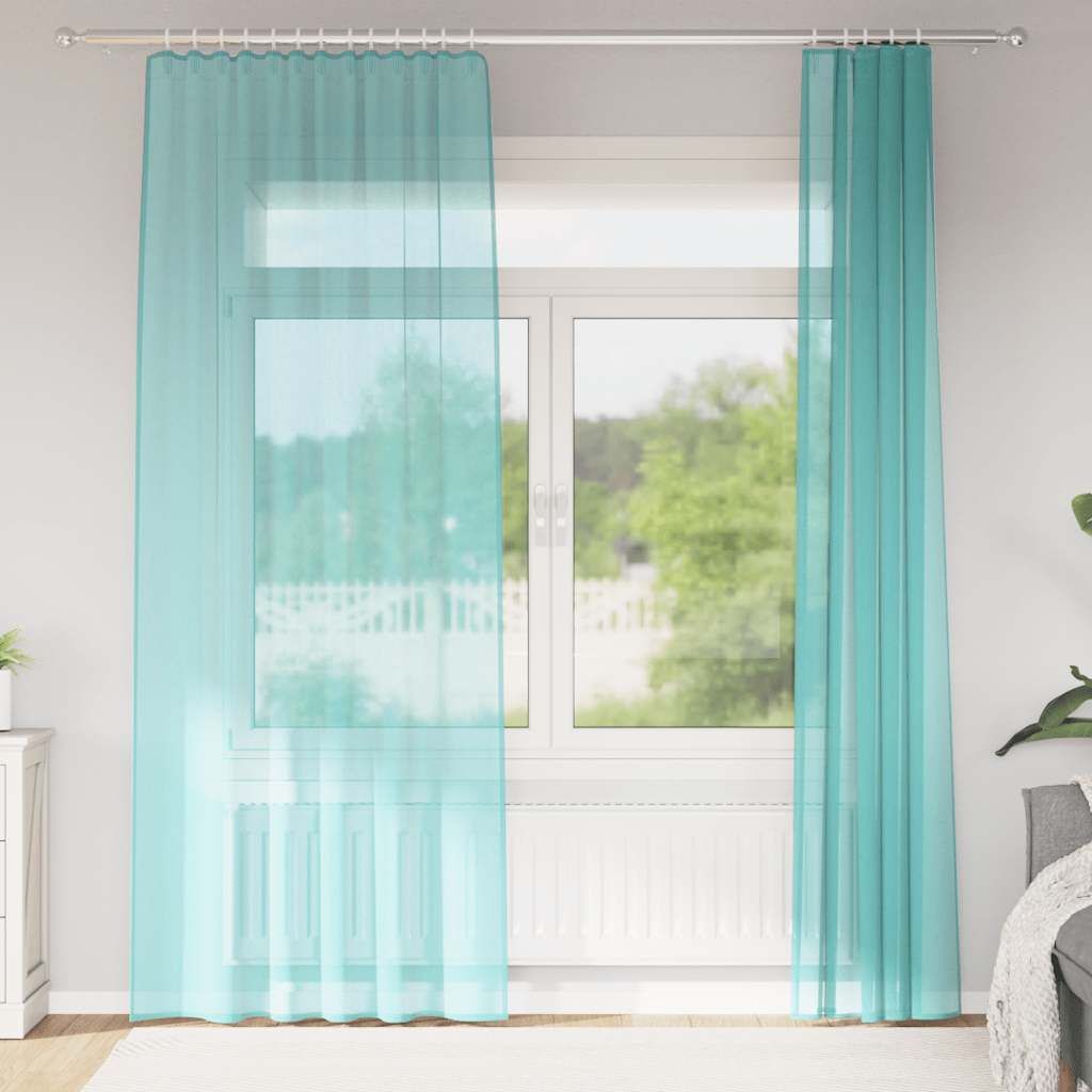"2026 Promotion" Voile Vorhänge mit Schlaufen 2 Stk. - Hohe Qualität - Türkis 140x245 cm - Gardinen & Vorhänge CC25483