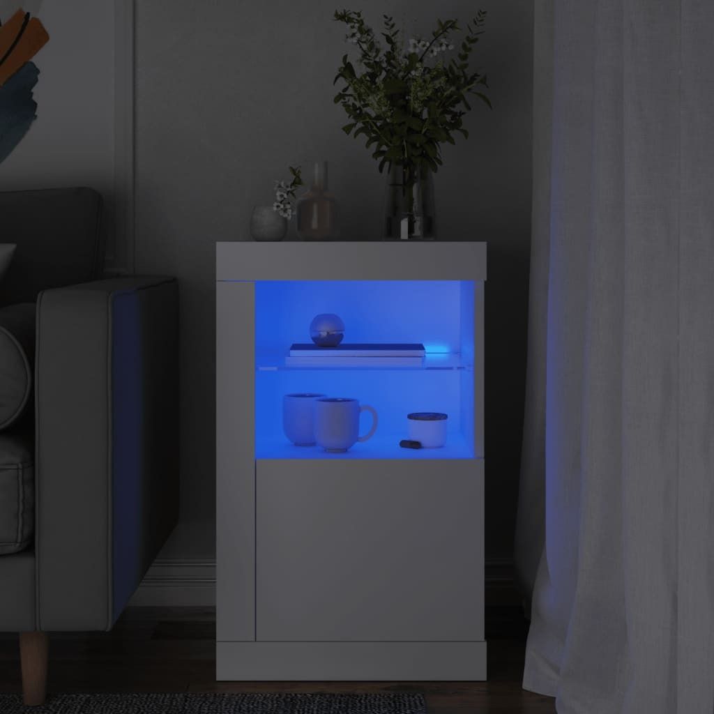 Szafka boczna z oświetleniem LED Biały Materiał Zdjęcie produktu 8