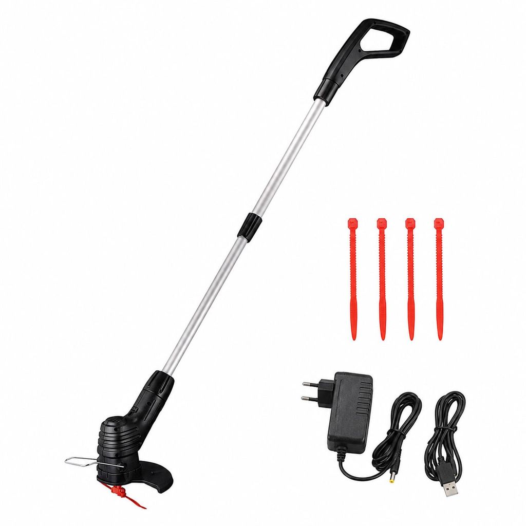 Kabelloser Akku-Rasentrimmer, wiederaufladbar, Schwarz, minimalistisches Design, leistungsstark für Gartenpflege