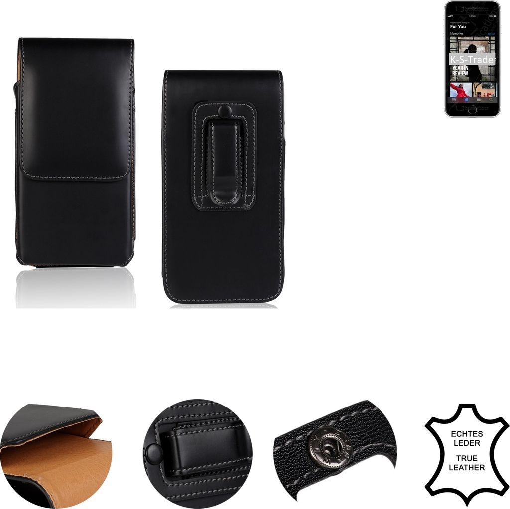 K-S-Trade Holster Gürteltasche Handy Hülle Schutzhülle kompatibel mit Apple iPhone SE (2020) Handyhülle Leder schwarz, 1x