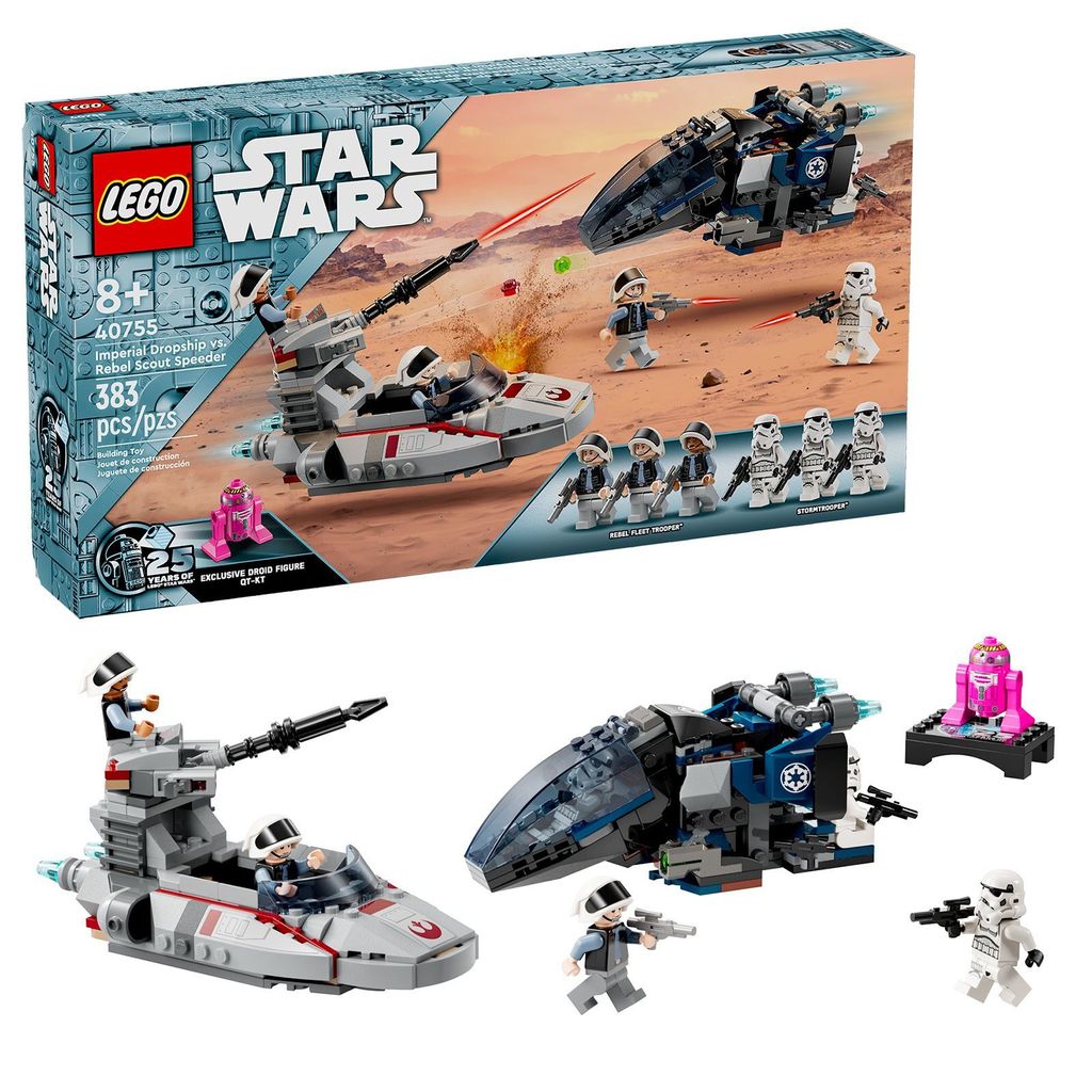 A LEGO Star Wars set box and its contents displayed.