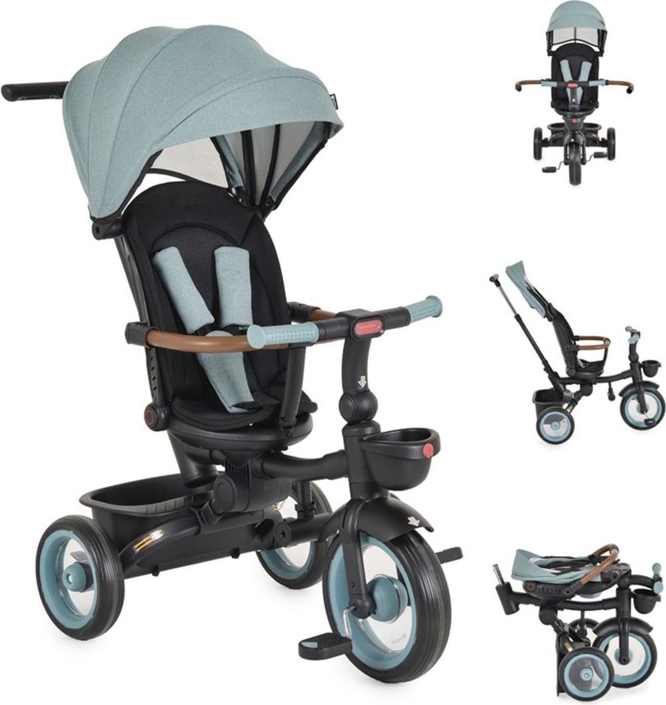 Byox Dreirad Jasper EVA-Reifen klappbar, Sitz drehbar, Hinterradbremse, Körbe grün