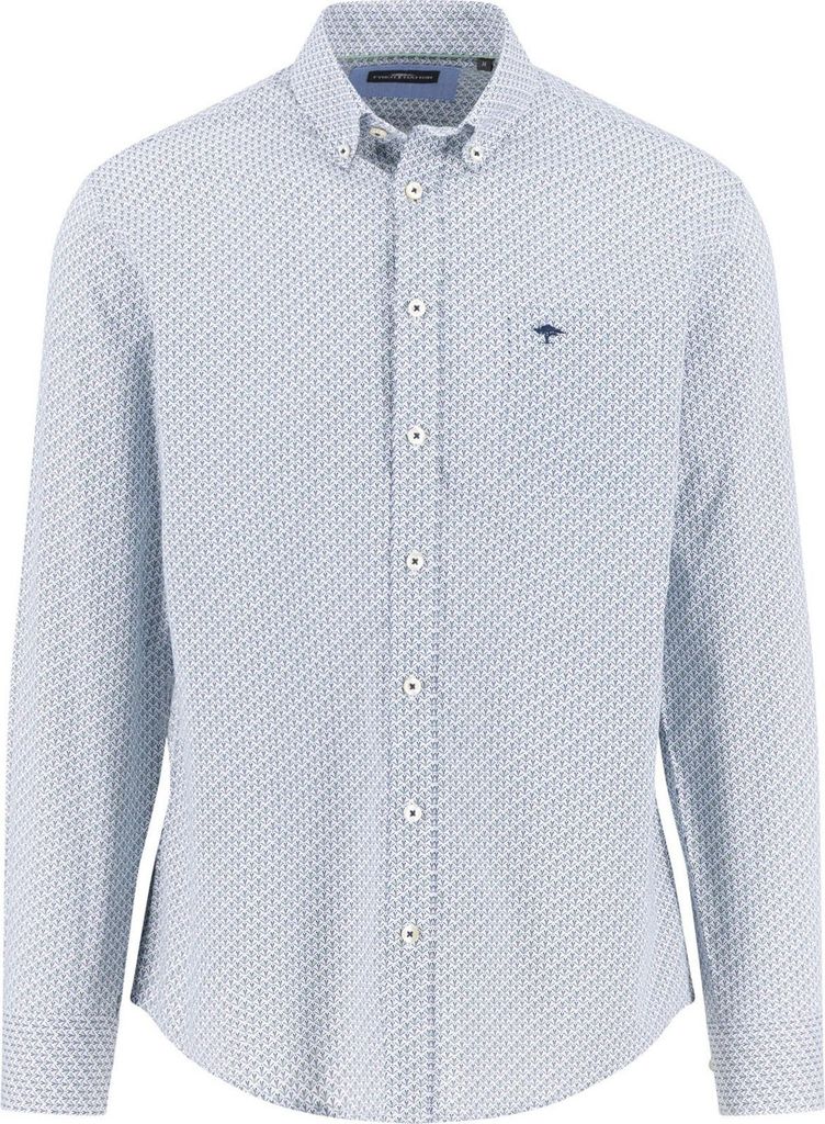 Fynch Hatton Hemd blau bedruckt mit Button-down-Kragen