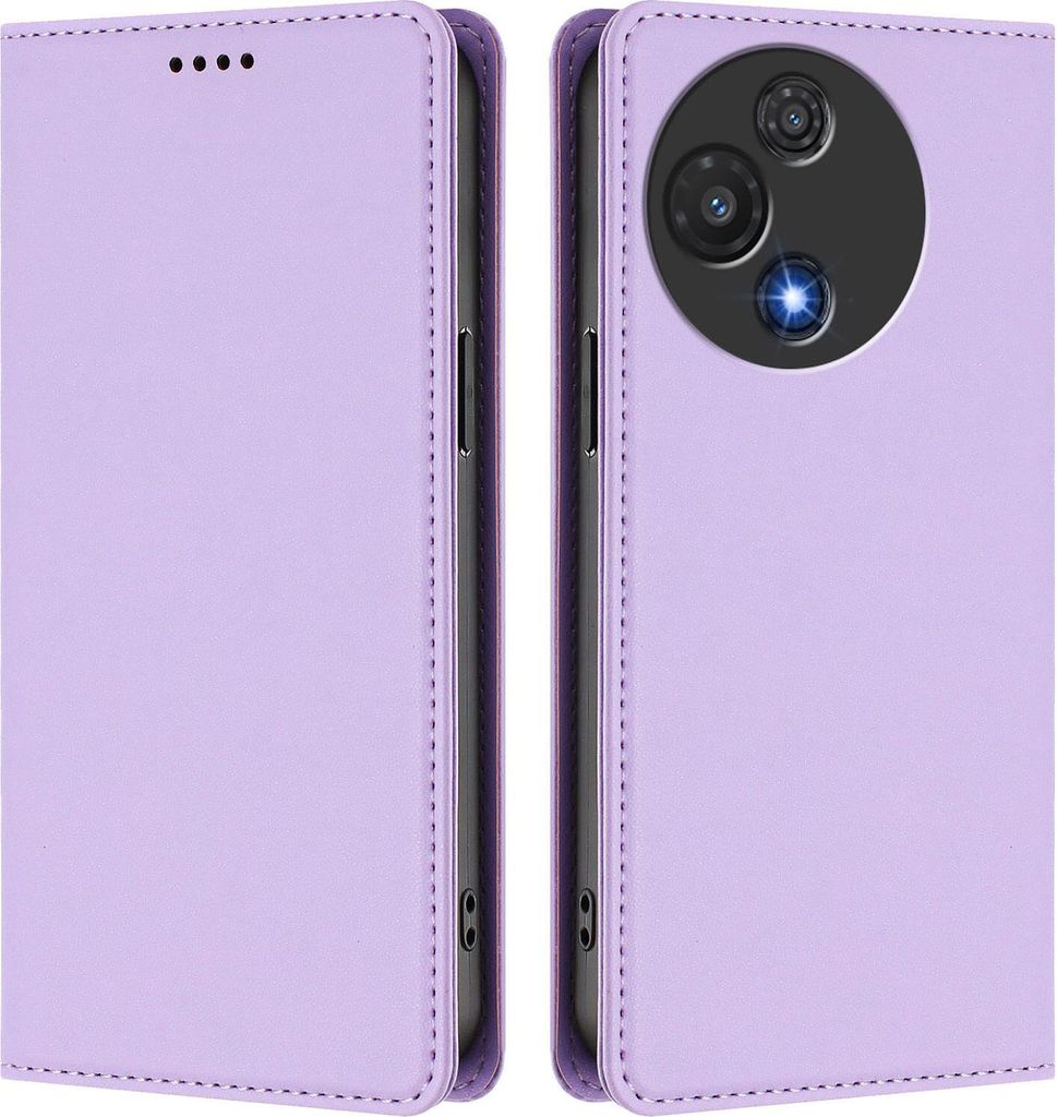 Handyhülle für TCL 60 / TCL 60R, Kunstleder Klapphülle Stoßfeste Magnetische Hülle mit Ständer Violett