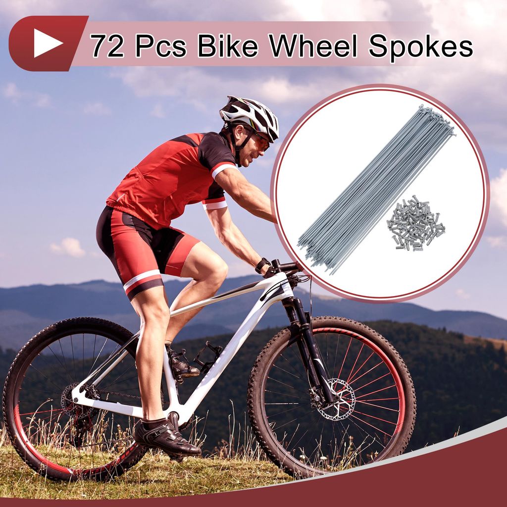 72 Stück 14G Fahrradspeichen 263mm Fahrradfelgenspeichen Kohlenstoffstahl Verzinkt Silberton