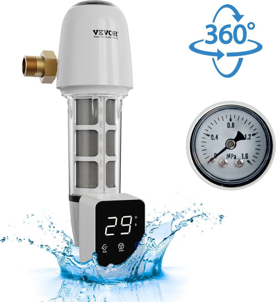 Spin-Down-Filter, 40 Mikron-Sedimentfilter für das ganze Haus für Brunnenwasser, 1 Zoll GM + 1 1/4 Zoll GM, 8 T/H hohe Durchflussrate, für Wasse...