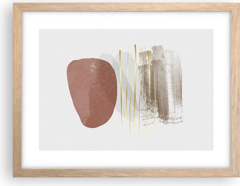 Gerahmtes Poster - Rahmen in heller Eiche - Abstraktion Boho Stück - 40x30 cm - Wand Bild - Wanddeko - Wandbilder - Kunstposter - Wandposter - Bil...