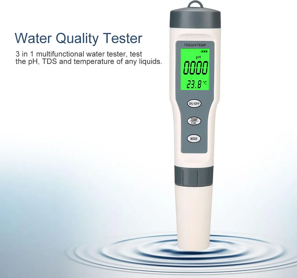Testeur de qualité de l'eau numérique TDS PH TEMP 3 en 1 haute précision