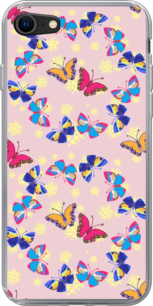 MuchoWow Handyhülle Schutzhülle Hülle für Telefoonhoesje iPhone 8 Mädchen - Schmetterling - Insekten - Muster - Mädchen - Kinder - Kinder S...