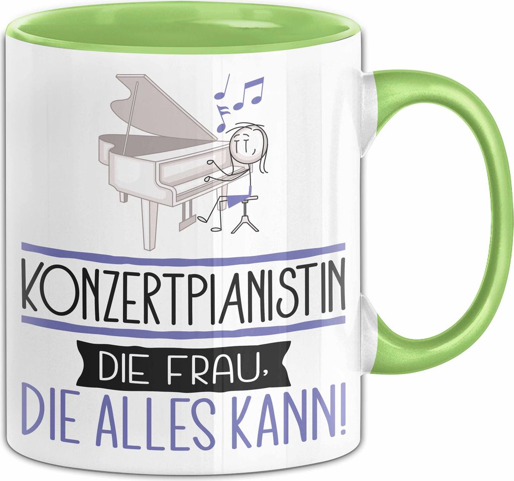 Konzertpianistin Geschenk Tasse Becher Die Frau Die Allen Kann Geschenkidee für eine Konzertpianistin Lustig (Grün)