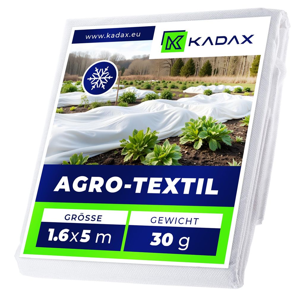 KADAX Wintervlies 1,6 x 5 m, 30 g/m², Frostschutz Vlies für Pflanzen, Gartenvlies zum Pflanzenschutz gegen Frost und Wind, Pflanzenvlies, Winters...