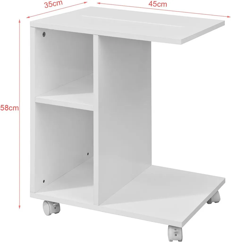 Table basse en C avec support tablette intégré, couleur blanc SoBuy - 3