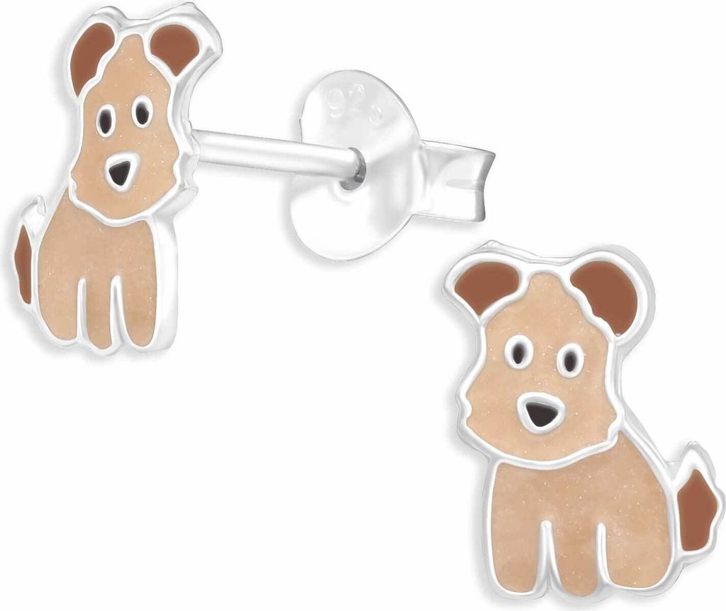 Monkimau Terrier Hunde Ohrstecker Ohrringe aus 925 Silber Schmuck Silberohrringe Medizinisch für Kinder Mädchen Damen Frauen