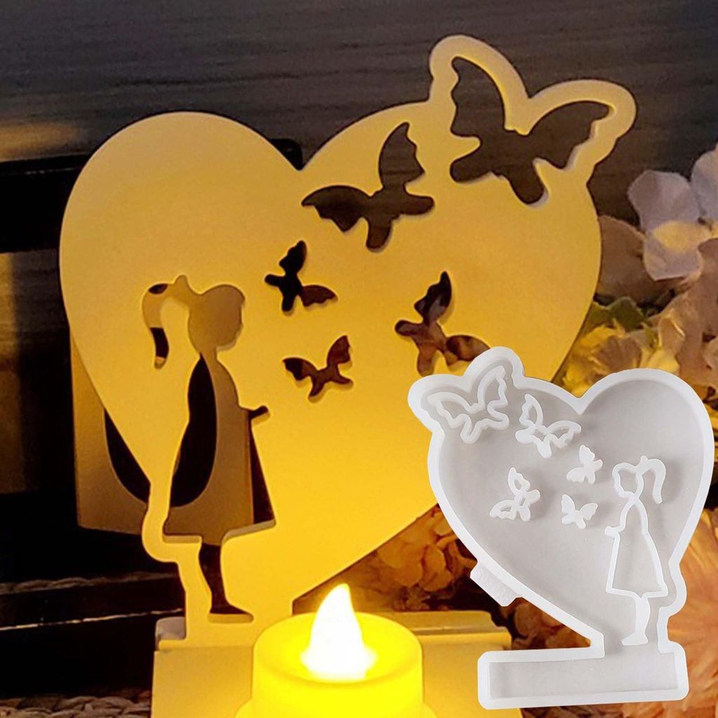 Silikonformen zum Gießen von Herzen und Schmetterlingen, Mädchen, Frühling, 3D, Gipsherzen, Valentinstag-Einlage