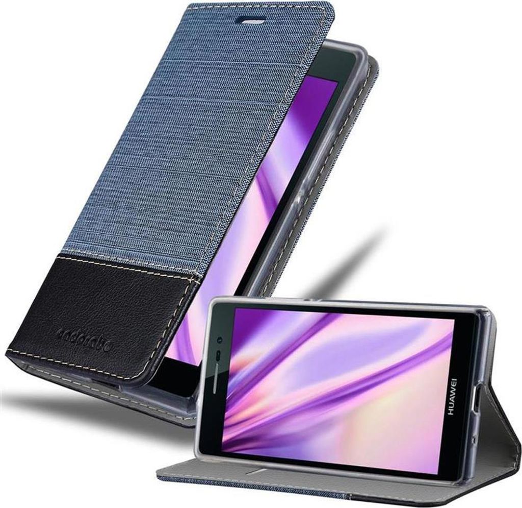 Cadorabo Hülle für Huawei ASCEND P7 Schutzhülle in Blau Handy Hülle Etui Book Case Cover