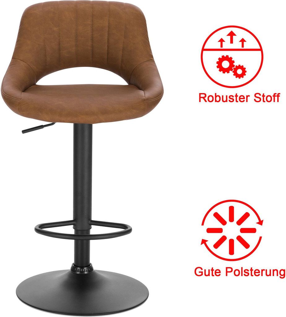 EUGAD 2er-Set Barhocker drehbar, höhenverstellbar, aus Produktbild 5