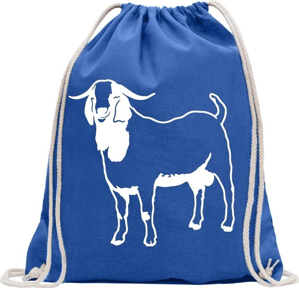 Kiwistar - Turnbeutel - royal - Hausziege Motiv 1- Ziegen - Fun Rucksack Sport Beutel Gymsack Baumwolle mit Ziehgurt