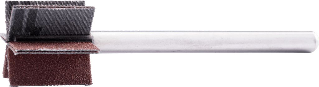 PFERD TOOLS Korund Fächerschleifer F Ø 20x20mm Schaft-Ø 6 mm Länge 60 mm Lamellen 6x2 Lamellen A120 für Feinschliff und Finish