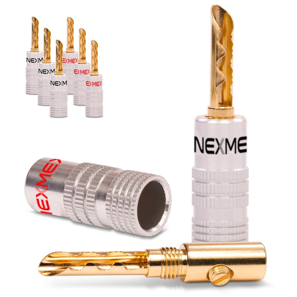 Bananenstecker 12 Paar - Gold Vergoldet Für Lautsprecherkabel, Schwarz & Rot