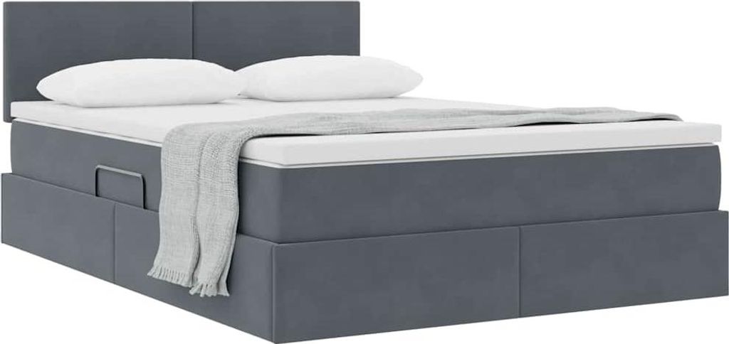 “2026 Modern“ Aufbewahrungsbett mit Matratze Dunkelgrau 140 x 200cm Samt - Designermöbel 518528 - Klassische BettenJugendbett Tagesbett